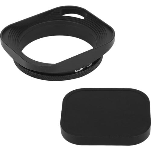 Haoge 55mm Square Metal Screw-in Lens Hood Hollow Out Designed+Cap for Leica Rangefinder Camera with 55mm E55 Filter Thread Lens