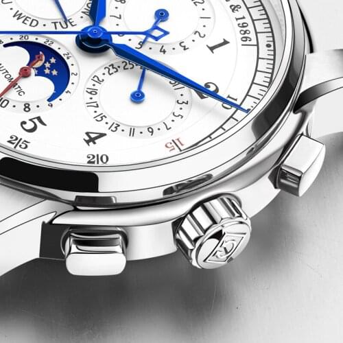 Carnival waterproof Fashion Watch Men Stainless steel Sapphire glass Automatic Mechanical Brown leather Watch