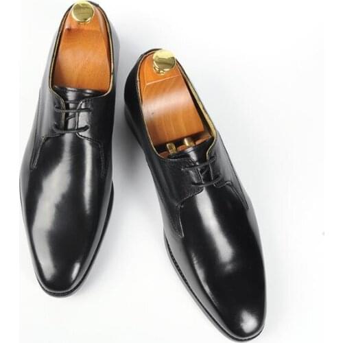 New pointed toe breathable high-top classics genuine leather solid wedding mens shoes men shoes lace up casual shoes