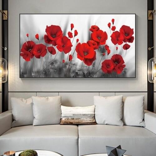 Red Poppies Flower Canvas Painting Abstract Posters and Prints on The Wall Art Decorative Picture for Living Room Home Decor