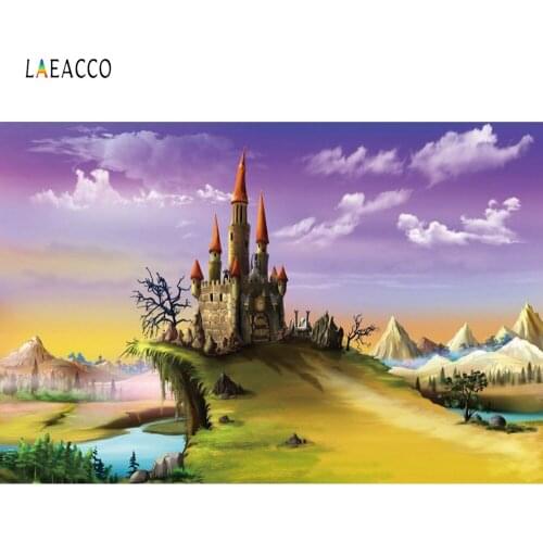 Laeacco Baby Party Fairy Tale Castle Mountain Photography Background Seamless Photographic Backdrops Props For Photo Studio