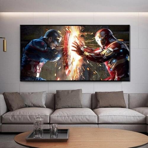 Marvel Avengers Canvas Painting Captain America Iron Man Posters and Prints Wall Art Pictures for Living Room Decoration Cuadros