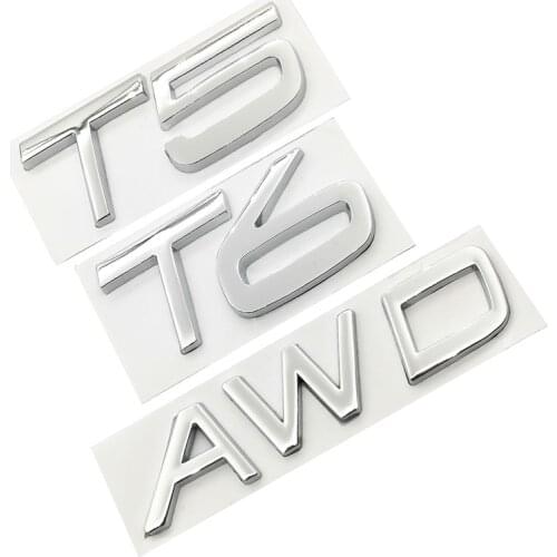1Pcs 3D Metal AWD T5 T6 Logo Car Side Fender Rear Trunk Emblem Badge Sticker Decals For Volvo S60L XC60 V40 XC90 Car Styling
