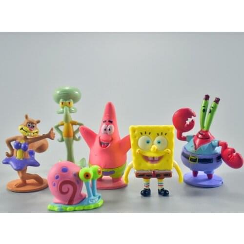 Kawaii Sponge Krabs Patrick Star Action Figure Toy Bob Patrick Star Mini Anime Figurines PVC Doll Children Kid Toy Birthday Gift