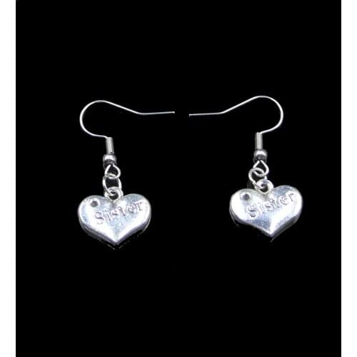 Fashion Handmade Simple Design 13*15mm Double Sided Heart Sister Drop Earrings For Women Gift Fashion Jewelry Cute Small Object