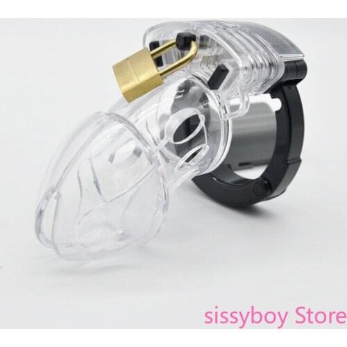 Male Transparent Plastic Chastity Cage Male Locking Belt Device Adjustable Cuff Ring Chastity Cock Cage Chastity Cage
