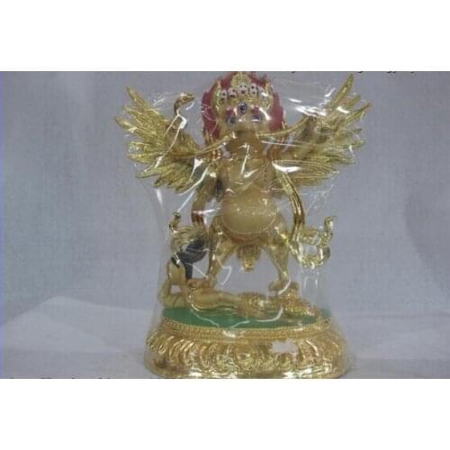 Song voge gem S0118 Tibet Buddhism Temple Copper Bronze Gild Painted Garuda Bird God Buddha Statue