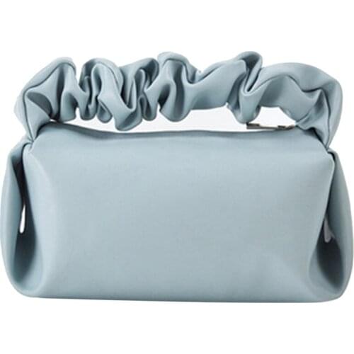 Pvc Leather Pleated Portable Cosmetic Bag, Cosmetic Storage Bag, Large-Capacity Small Decorative Bag, Simple Storage