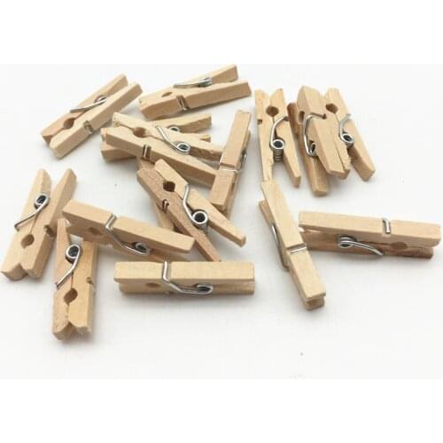 100pcs Natural Wooden Easter Wedding Christmas Card Holders Clothespins Clips Pegs DIY Crafts 30mm