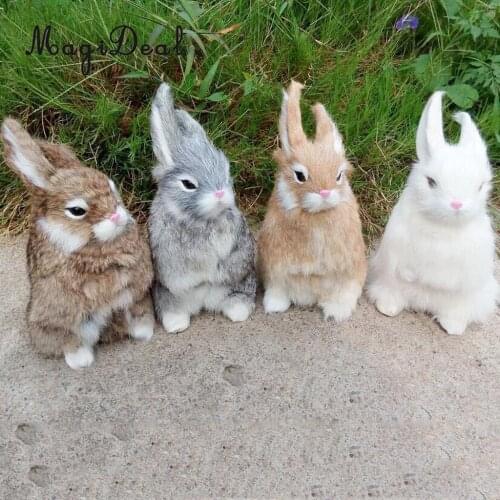 Realistic Animal Figure Plush Animal Simulation Crouch Rabbit Toy Home Office Decor Children Kids Friends Baby Toy Xmas Gift