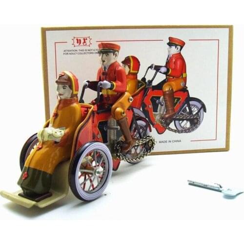 Retro clockwork tin toys Classic clockwork tin Rickshaw collectibles for Children/Adult Home Decoration Craft