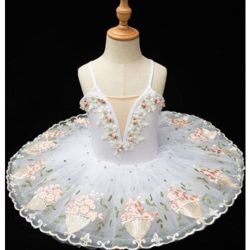 Robe de ballet professionnelle pour enfants, Tutu en mousseline de soie motif de cygne du lac fleur blanche nouvelle red ballet