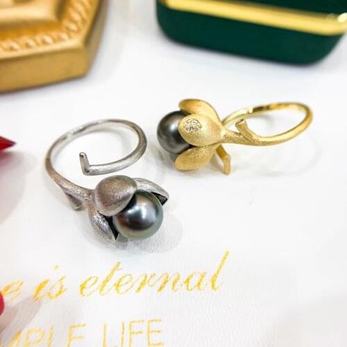 Rose Flower 925 Sterling Silver Adjustable Free Size Ring Settings Findings Mountings Parts for Pearl Corals Jade Crystal Agate