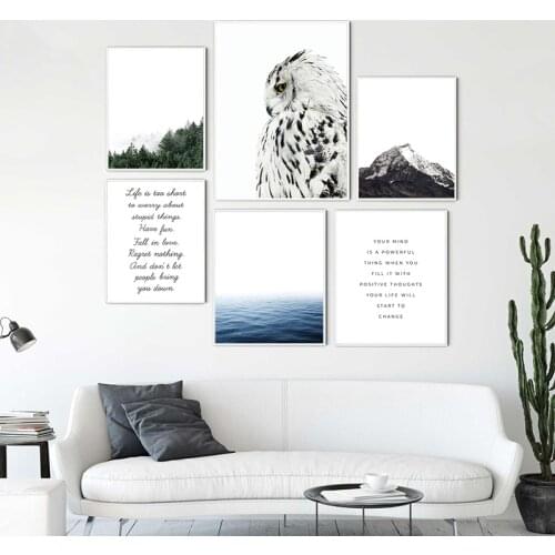 Scandinavian Animal Owl Realistic Painting Canvas Art Print Wall Picture , Owl Poster Canvas Painting Modern Wall Art Decor