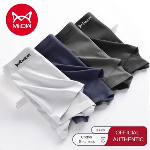 MiiOW Mens Seamless Underwear Anti-mite Graphene Antibacterial Cotton Boxers Breathable Thin Mens Boxer Shorts In Summer