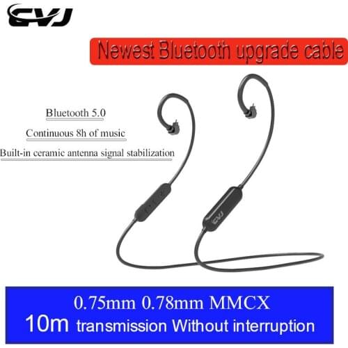 CVJ 120AHM 8h Bluetooth upgrade cable sports Earphone cable 0.75mm 0.78mm 2pin MMCX replacement cable For V90 SE215 UE900 QT3