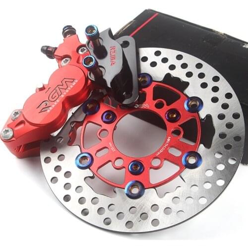 Universal Electric motorcycle refitted front brake sleeve large pair four HF6 abalone calipers + 220 mm brake disc set