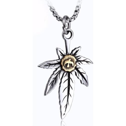 Vintage leaf Pendant For Men 316 Stainless Steel feather Titanium Mens Neckace Pedants Unique jewelry cool jewelry