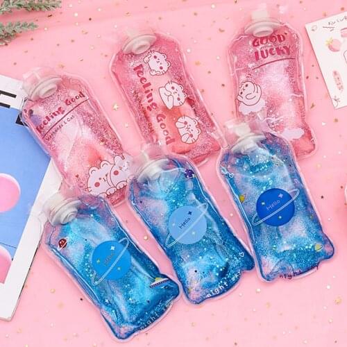 1Pcs Cute Transparent Hot Water Bottle Warm Belly Cartoon Hand Warmer Filled Mini Explosion-proof Portable Hot Water Bags