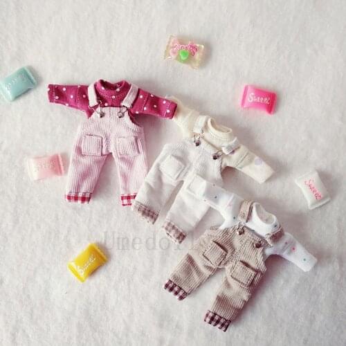 1PCS Cute Mini OB11 Doll Corduroy Suspenders Pants for Obitsu 11Doll Clothes Outfits Accessories