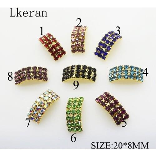 10Pcs 8mm*20mm Arched rhinestones buckles golden Slider for shoes Women Clothing Wedding Invitation Card Hair Craft Accessoryes