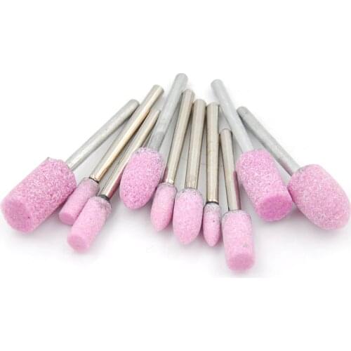 10pcs Grinding Wheel 1/8 Shank For Abrasive Pink Mounted Stone Rotary Tool