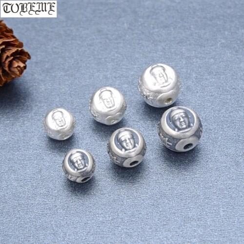 3D 100% 999 Silver Buddha Beads Pure Silver Sakyamuni Statue Beads Tibetan Jewelry Beads Good Luck Bead