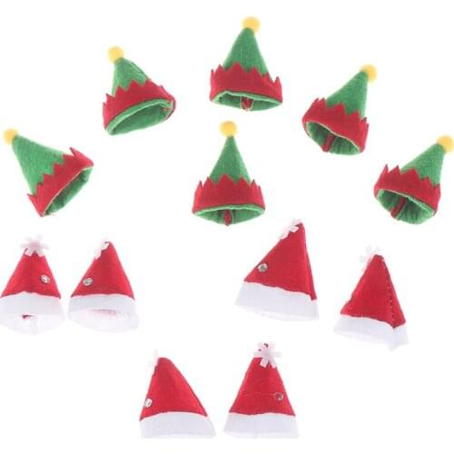 6Pcs Cute Lollipop Christmas Hat Small Mini Candy Santa Claus Cap DIY Decoration Party Accessories Lollipop Hat Wedding Gift