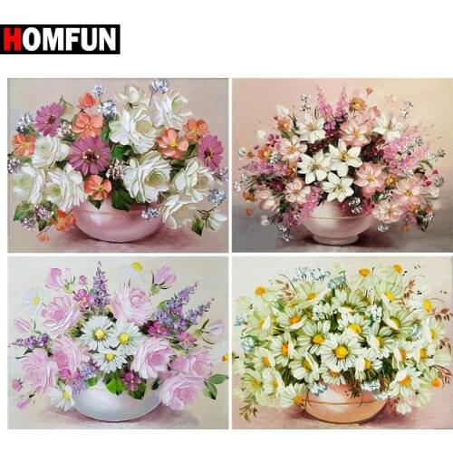 HOMFUN Diamond Embroidery "Flower scenery" Pattern DIY 5D Diamond Painting Needlework Cross Stitch Full Drill Painting