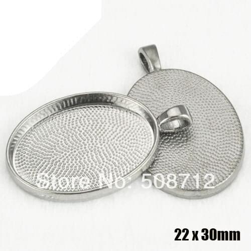 Free Ship!!! 50pcs 22x30mm Oval Pendant Tray Settings - Oval Glass Tile Blank Bezels - Gun black