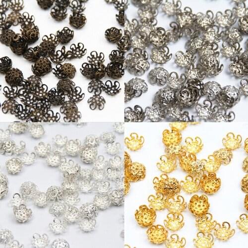 Bead Caps 300Pcs/lot Pick 4 Colors 5Leaf Hollow Flower End Beads Caps 10mm Jewelry Findings Making DIY Jewelry Supplies