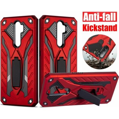 For OPPO A5 A9 2020 Case Luxury Silicone Shockproof Rugged Hybrid Hard PC Armor Stand Cover Fundas Shell