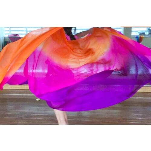 Cheap Silk Veil Pink Gradient Color Scarf Veils For Bellydancer Stage Props Belly Dancing Accessory Bollywood Girl Free Shipping