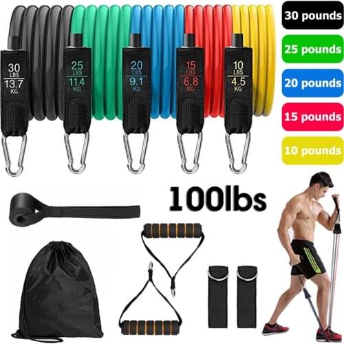 11pcs Resistance Bands With Handles Yoga Pull Rope Elastic Fitness Exercise Tube Band For Home Workouts Strength Training