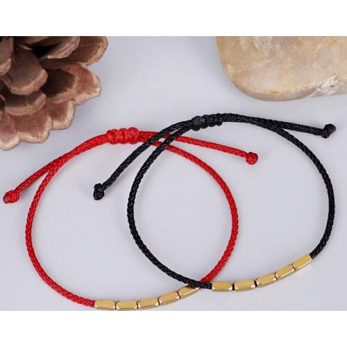 Creative Irregular Copper Beads Red Rope Bracelet Women Men Red Black Rope Pulling Handmade Lucky Knots Thread Bracelets