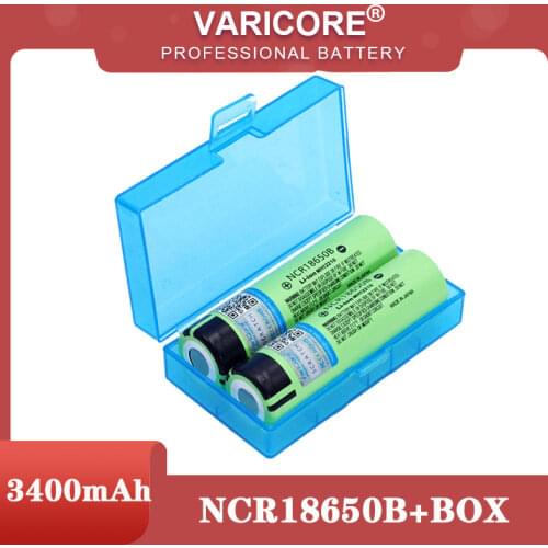 VariCore New Original 18650 NCR18650B Rechargeable Li-ion battery 3.7V 3400mAh For Flashlight batteries + Storage box