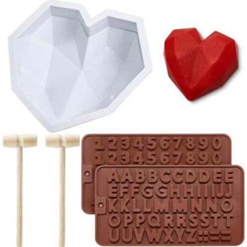 Love Heart -Shape Silicone Molds Figure Cake Mold Dessert Number Letters Fandant Mould Mousse Silicone Bakeware Cake Decorating
