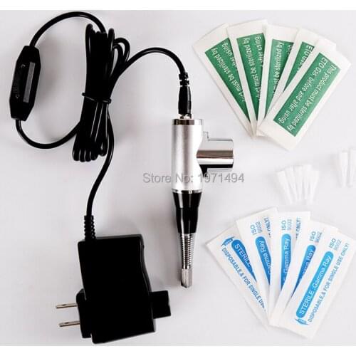 Cheapest 1 set electric makeup tattoo machine kit professional eyebrow/lips/eyeliner/body tattoo pen micro 10pcs needles & tips