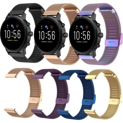 22mm Metal Watchband Strap For Fossil Gen 5 Carlyle / Julianna / Garrett / Carlyle HR Smart Watch Stainless Steel Wrist Bracelet