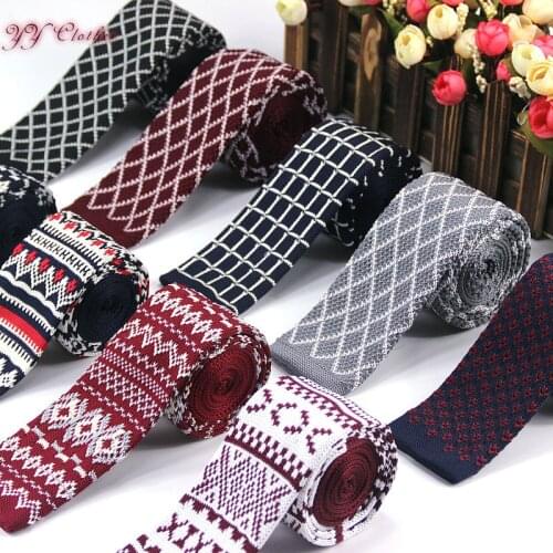 Mens Knit Ties New Casual Skinny Knit Neckties For Wedding Evening Party Gravata Slim Tie For Man Knitted Necktie Stripe Dot