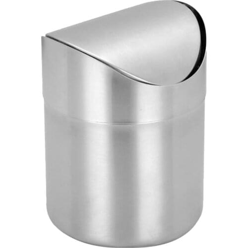 Table Dustbin Sundries Cute Car Garbage Desktop Trash Can Dust Case Holder Bin ash-bin Stainless Steel Can Roll Swing With Lid