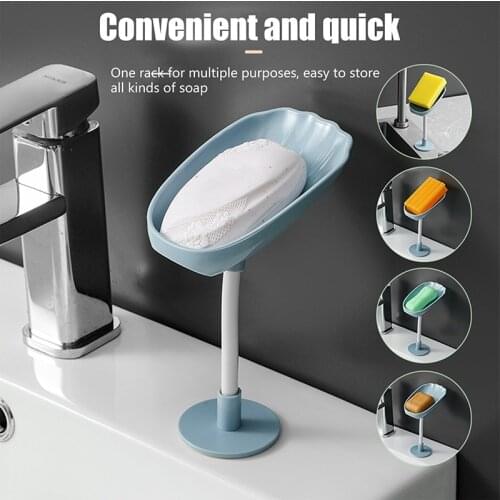 New Soap Holder Bathroom Shower Soap Dish Shower Plates Soap Storage Box With Drain Wall Mounted Self Adhesive Plastic Supplies
