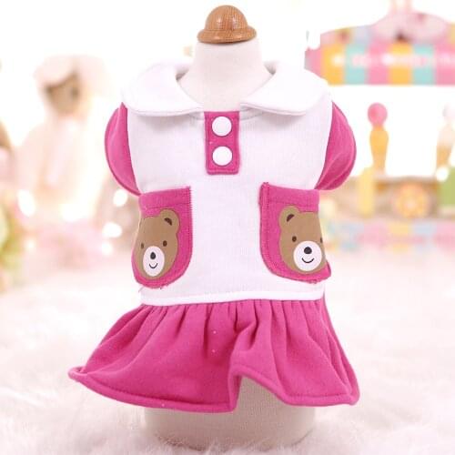 Pet Clothes For Dogs Yorkshire Chihuahua Dog Clothes Dress Cat Coat Spring And Autumn Hoodie Dog Dress Bear Print Cat Skirt