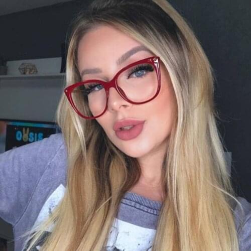 Spectacle Frames Anti Blue Light Transparent Glasses Women Red Cat Eye Trends Computer Prescription Glasses Frame Eyeglasses