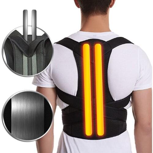 Shoulder Orthopedic Straightener Posture Corrector Magnetic Therapy Bar Brace Back Scoliosis Waist Support Belt for Men Women