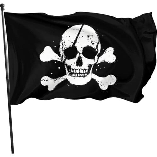 Pirate Flag Skull Cross Bones Flag Outdoor Large Banner Flag with Two Grommets Vivid Colors Fade Resistant for House Patio Lawn