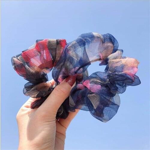 New Spring Print Flower Chiffoo Elastic Hair Bands Women Girl Ponytail Holder Scrunchie Rubber Bands Fashion Hair Accessories