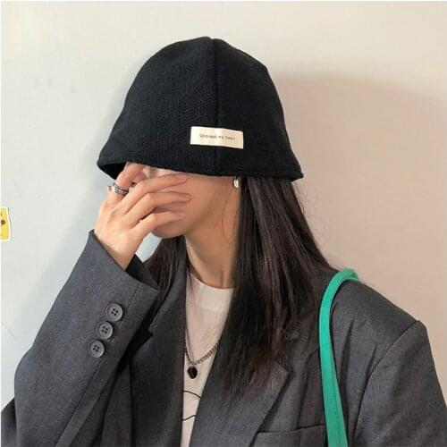 Six Stylish Black Fisherman Hat Web Celebrity INS Fall/winter Versatile Knit Basin Hat Women Hat Bucket Hat Men