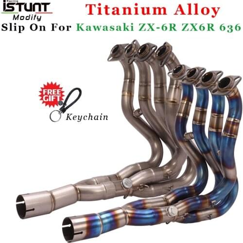 Slip on Full System Motorcycle Exhaust Escape For Kawasaki ZX6R zx-6r 636 Modify Titanium Alloy Connect Front Mid Link Pipe