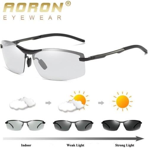 AORON Mens Photochromic Polarized Sunglasses Driving Fishing Eyewear Fashion Vintage New Outdoor Holiday Anti Glare Eye Glasses